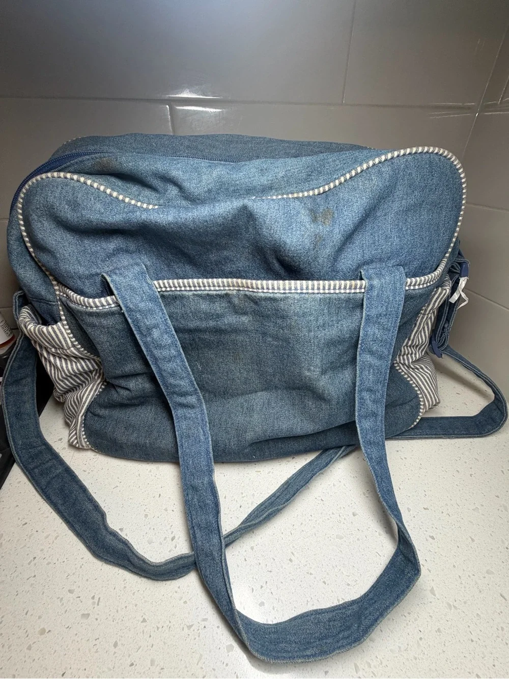 OshKosh Denim & Striped B'gosh Denim Railroad Pinstripe Diaper bag VINTAGE